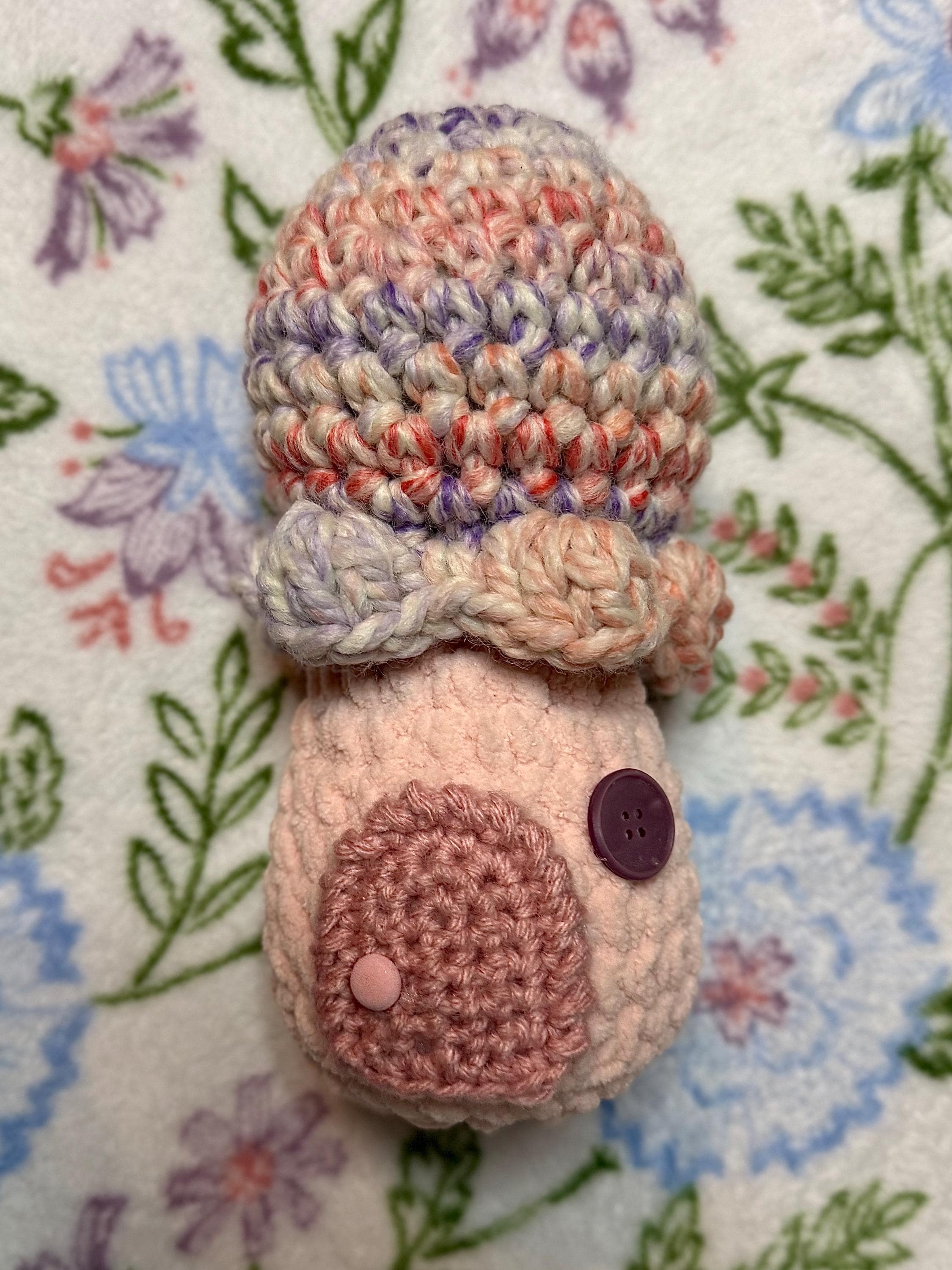 Cuddle-Cap Cottage, crochet fairy mushroom house, cottage toy