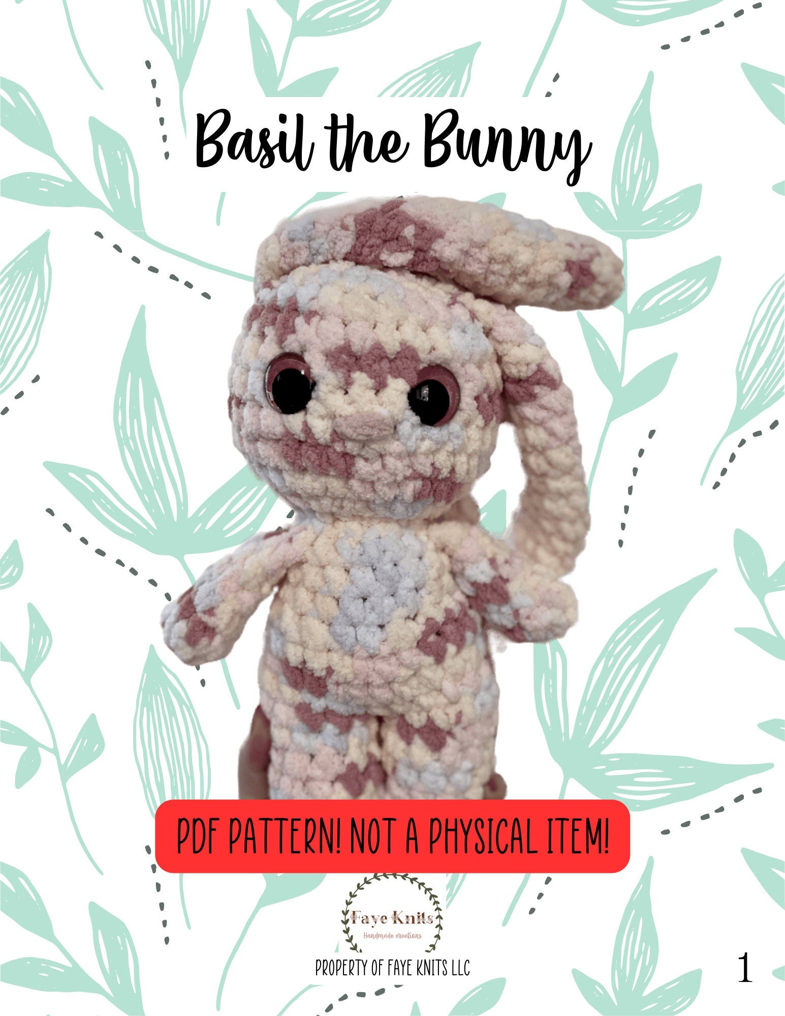 Basil the bunny, crochet amigurumi bunny pattern