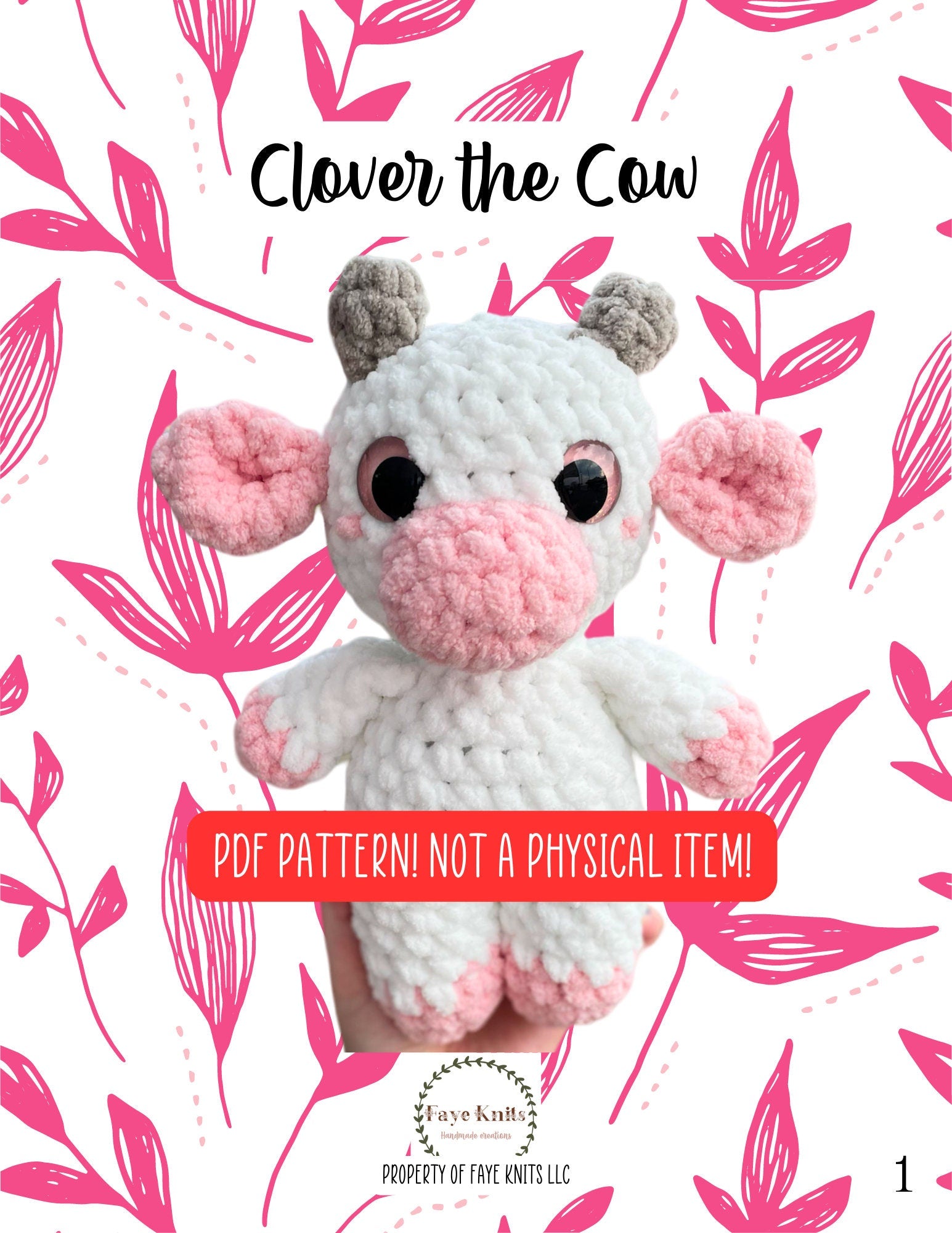 Clover the cow, crochet amigurumi cow pattern