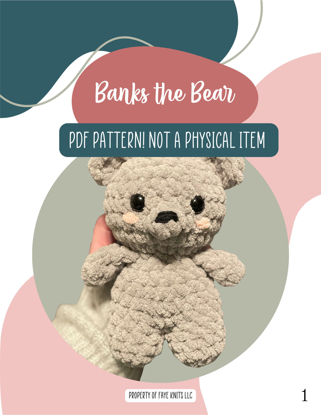 Banks the Bear Crochet Pattern, Woodland Amigurumi Teddy, Easy PDF Download