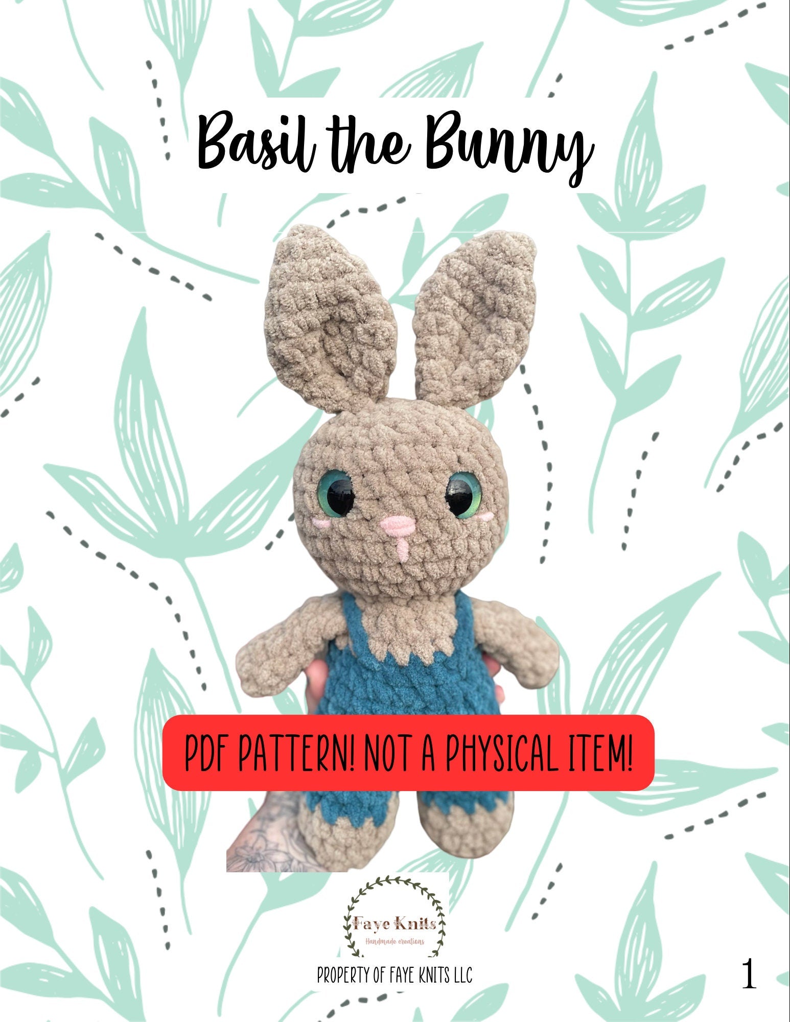 Basil the bunny, crochet amigurumi bunny pattern