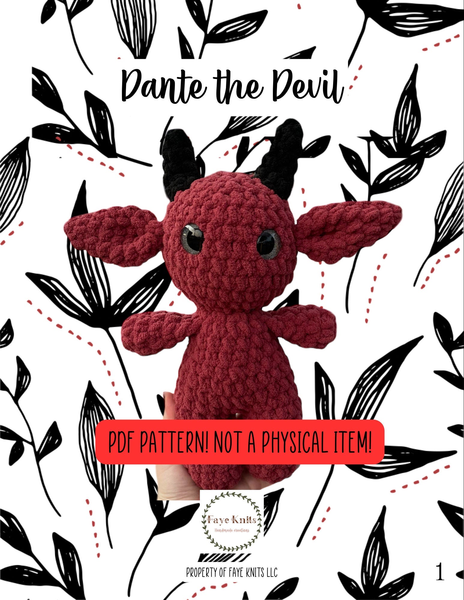 Dante the devil, plushie, crochet pattern