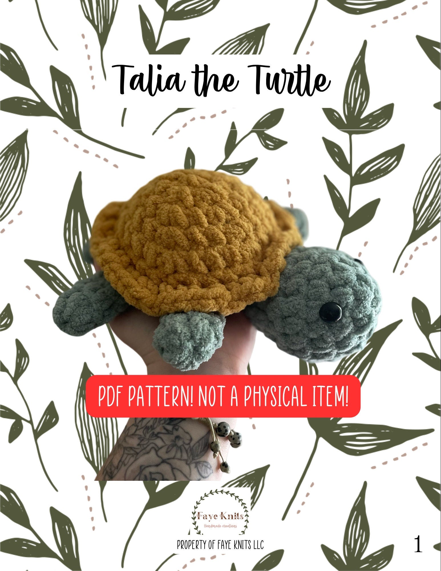 Talia the Turtle Crochet Pattern (PDF) Easy Amigurumi Woodland Friend