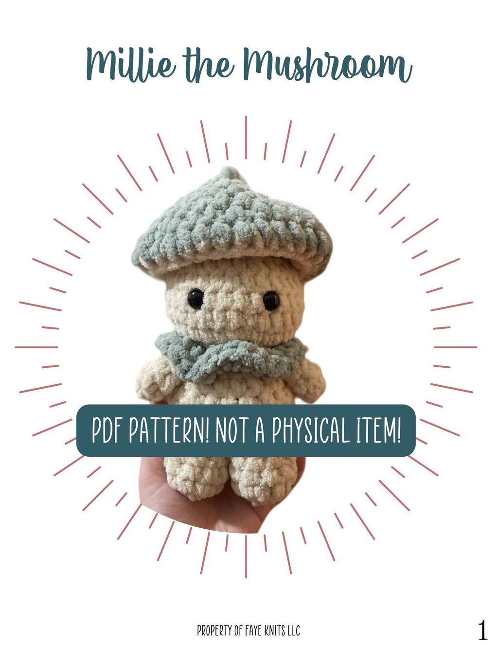 Millie the Mushroom Crochet Pattern, Easy Amigurumi Plush Toy (PDF Download)