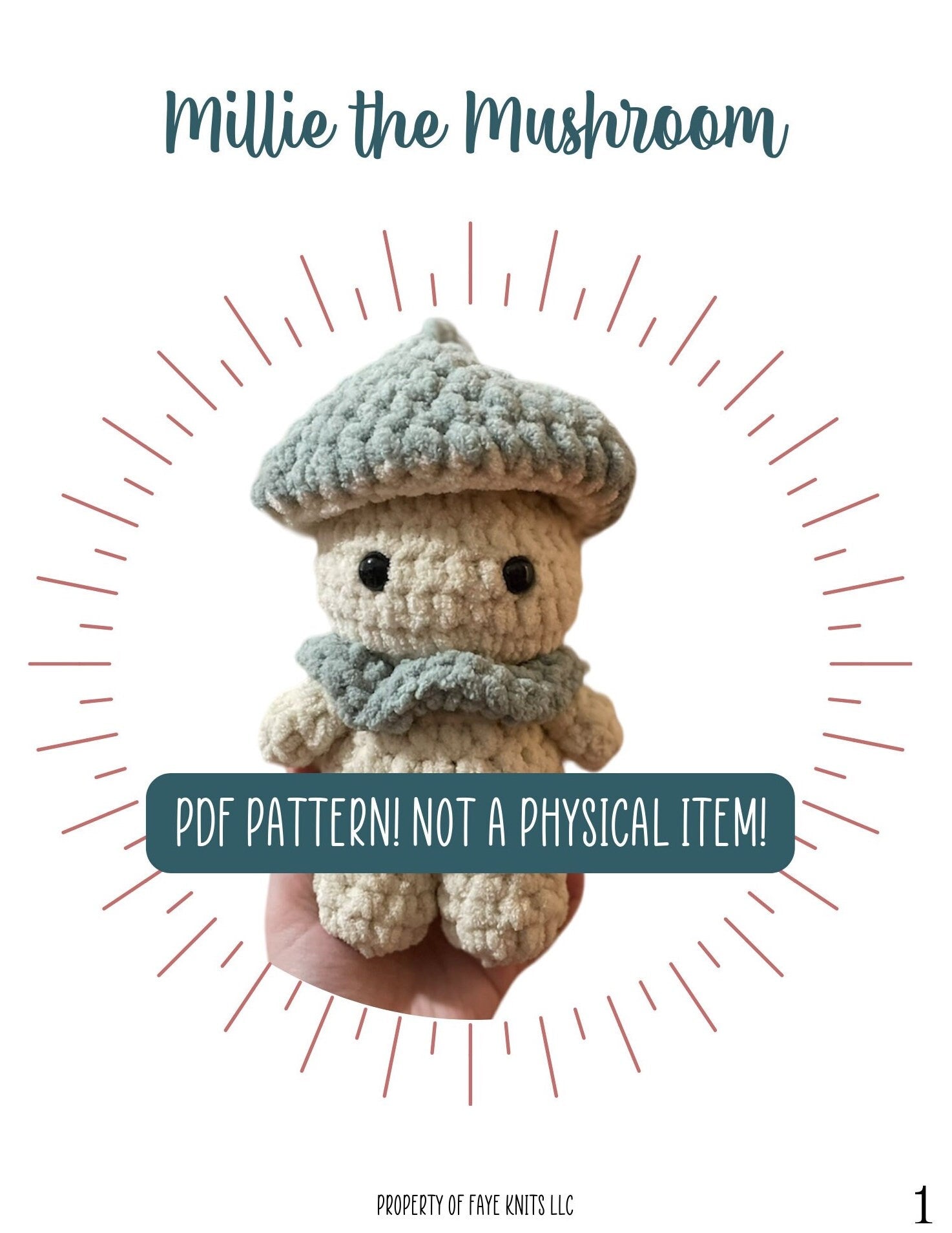 Millie the Mushroom Crochet Pattern, Easy Amigurumi Plush Toy (PDF Download)