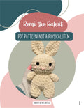 Remi the Rabbit Crochet Pattern, Easy Low-Sew Amigurumi Bunny (PDF)