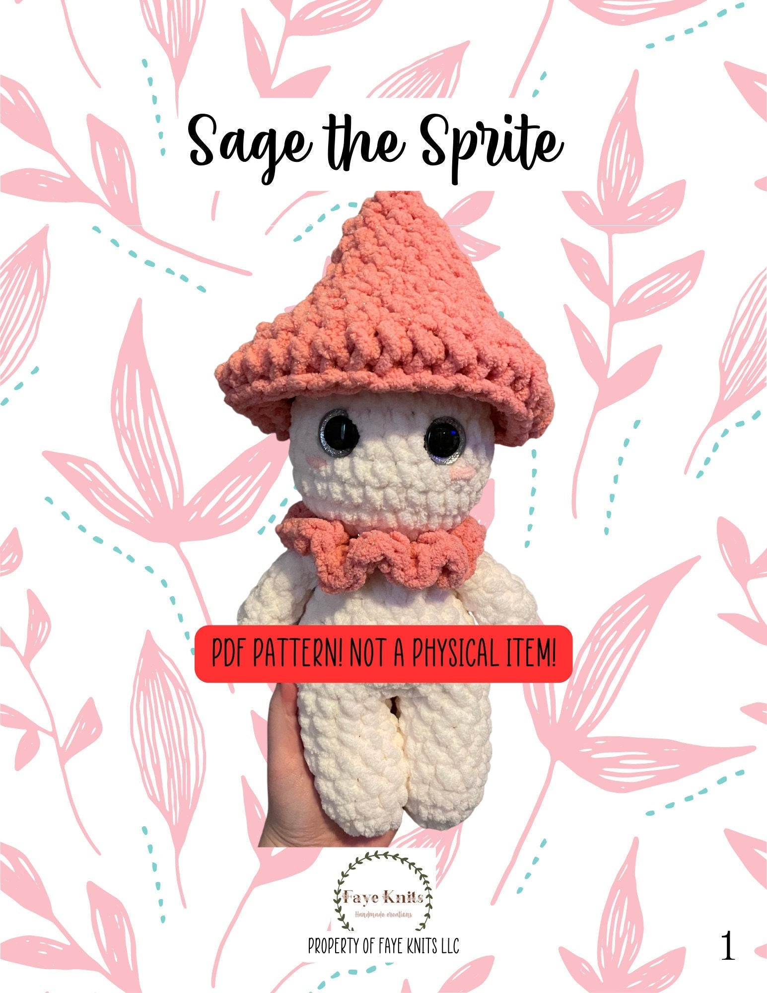 Sage the Sprite Crochet Pattern (PDF), Woodland Amigurumi Toy